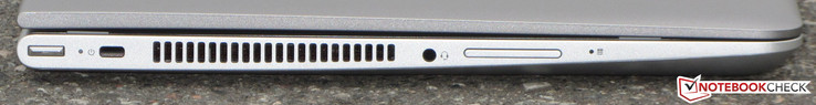 left: power button, lock, audio combo port, volume rocker