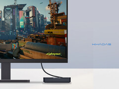 The Mind Pro comes with a built-in battery as well. Pictured: a promo shot showing the mini PC running Cyberpunk 2077. (Image source: Khadas)