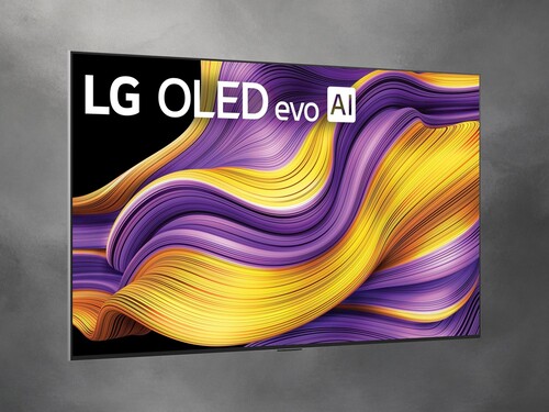 Front view of 65-inch LG G5 OLED TV is shown at angle