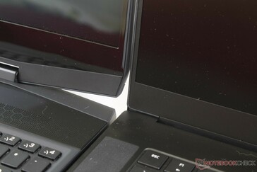 The bezels of the Blade 15 (right) are much narrower and sleeker than the on the Alienware m15 (left)