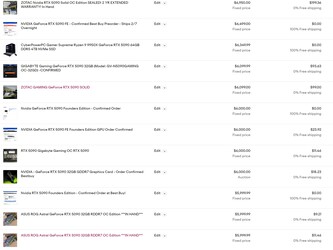 RTX 5090 launch day eBay prices (Image source: eBay)