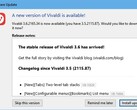 Vivaldi 3.6 browser update notification (Source: Own)