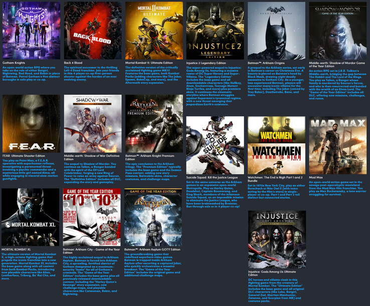 All the games included in the collection (Image source: Humble Bundle)