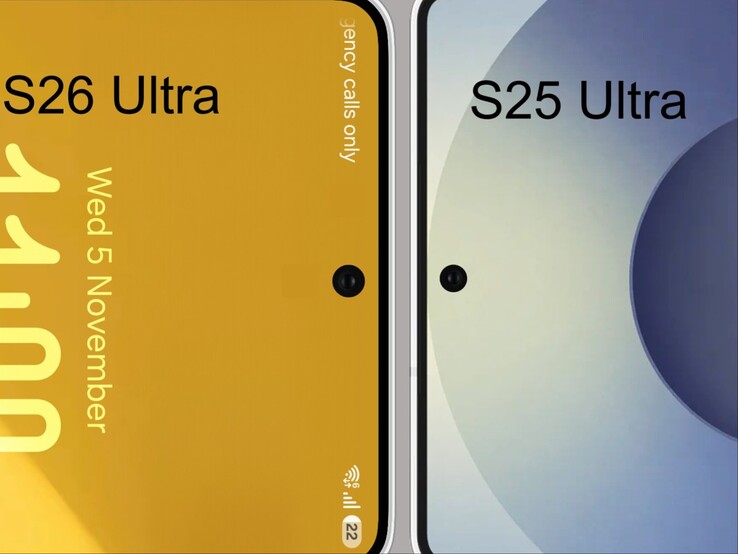 Comparison of rumored Galaxy S26 Ultra's selfie camera vs Galaxy S25 Ultra's selfie camera. (Image source: Ice Universe on X)