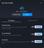 You can earn more credits (picture source: Screenshot on Vidu.com)