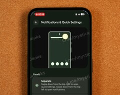 Android 17 is expected to separate notifications and quick settings. (Image source: Gavin Phillips / Mystic Leaks, edited)