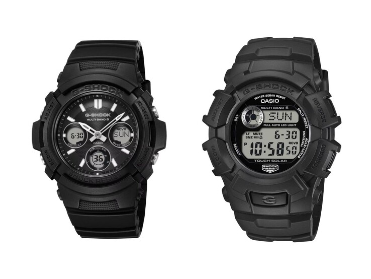 Casio’s G-Shock Fire Package 2026 AWG-M100FP-1A1 (left) and GW-2320FP-1A2 (right) watches