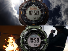 The Casio Pro Trek PRG-340L-5 (top) and the Casio Pro Trek PRG-340B-3 (bottom). (Image source: Casio)