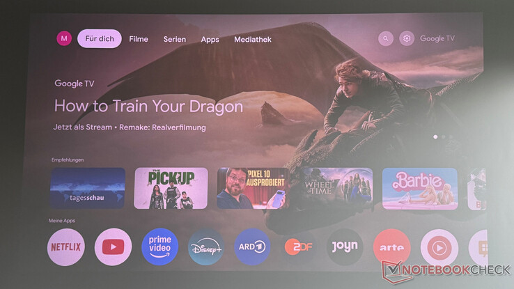 Google TV interface (recorded in daylight)