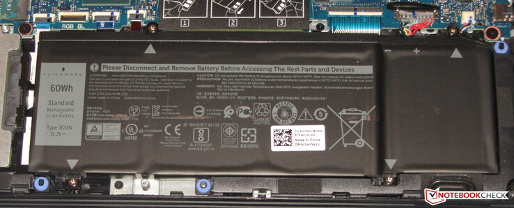 The battery has a capacity of 60 Wh.