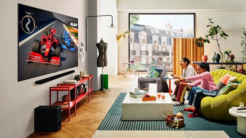 83-inch LG C5 OLED TV is shown in a living room