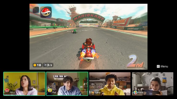 Nintendo Switch 2 GameChat split screen (Image source: screenshot, Nintendo of America YouTube)