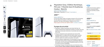 The PS5 Digital Edition with 825GB is available on Amazon France. (Image source: Amazon)