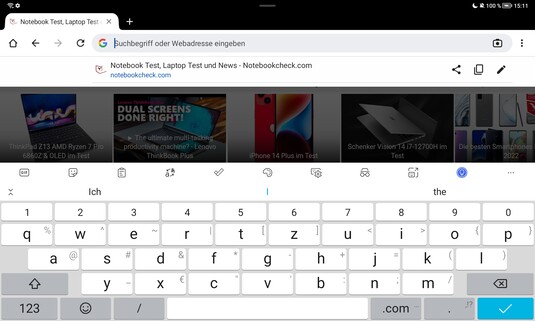 Keyboard in landscape mode