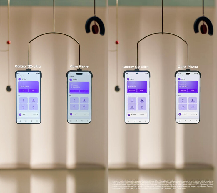 The Privacy Display promo video from Korean account (left) vs Malaysian account (right)