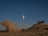 The launch of a Soyuz rocket in Kazakhstan