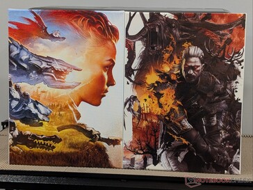 Horizon Zero Dawn (by Ilya Golitsyn) and Witcher 3 (by Grzegorz Domaradzki) artworks on canvas.