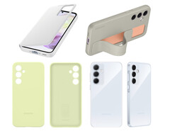 A look at several of Samsung&#039;s official case designs for the Galaxy A35 and Galaxy A55. (Image source: Appuals - edited)