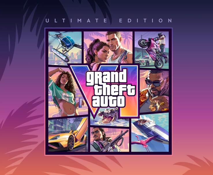Grand Theft Auto VI Ultimate Edition artwork featuring GTA 6 characters, vehicles and the game logo.