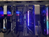 The crypto mining rig features 5x non LHR (Lite Hash Rate) RTX 30-series cards and 1x LHR V2 board. (Image source: eBay)