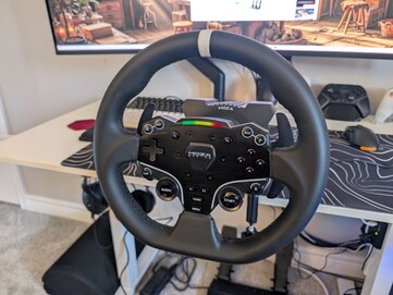 Moza R5 wheelbase and steering wheel.