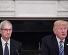 Tim Cook and Donald Trump during a White House business meeting (Image source: Sky News)