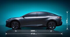 The bZ3 electric sedan is slightly longer than the Model 3 (image: Toyota)