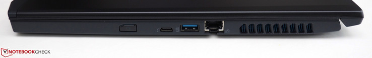 right side: power button, Thunderbolt 3, USB-A 3.0, RJ-45