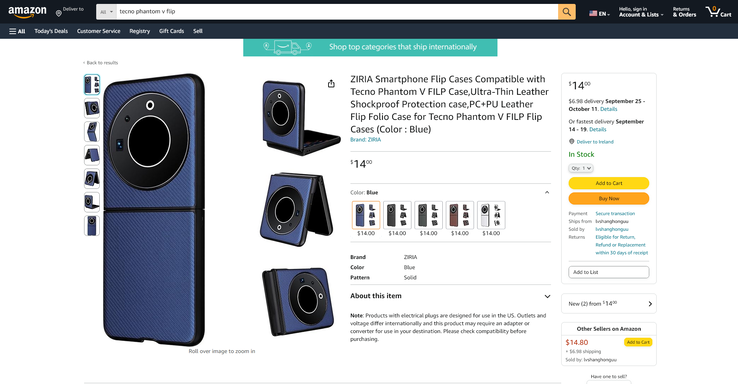 Different case vendors seem to agree on the Phantom V Flip's design. (Source:  Vopmart, Amazon)