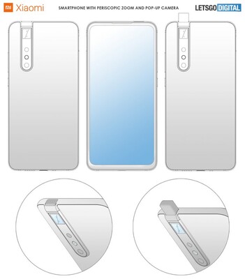 Patent schetches depicting the rear camera setup and the selfie pop-up camera. (Source: LetsGoDigital)