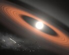 A rendering of a white dwarf swalloing its planetary system (Image source: NASA)