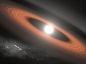 A rendering of a white dwarf swalloing its planetary system (Image source: NASA)