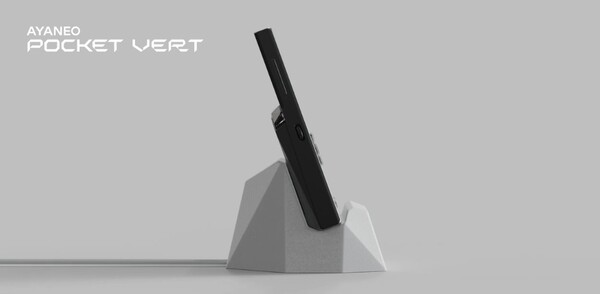 Among the accessories that will be available for the Pocket Vert is a charging dock. (Image source: Ayaneo)