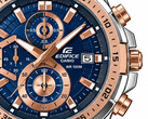 The new Casio Edifice two-tone models have matching two-tone bracelets with steel outer links and gold-toned center links,