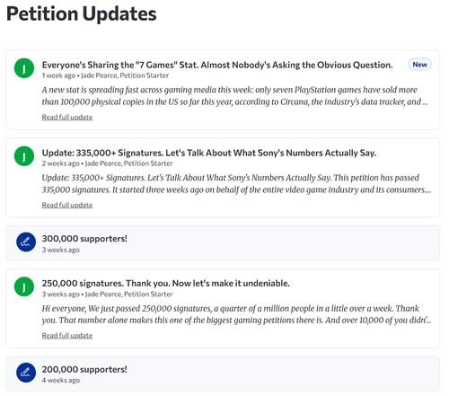 Don't Kill the Disc petition updates shown