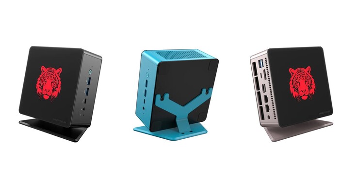 Minisforum EliteMini UM780 XTX in three color variants: Black, Azure and Champagne Gold (source: Minisforum)