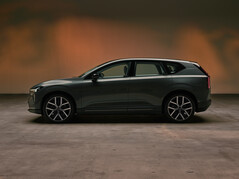 The side view of the new Volvo EX60 highlights the dynamic proportions of this premium electric SUV.