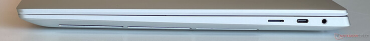 Right: microSD card reader, USB-C 3.2 Gen 2 (10 GBit/s, DisplayPort ALT mode, Power Delivery), 3.5-mm audio