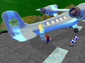 Mario boards Princess Peach's vacation plane in Super Mario Eclipse.