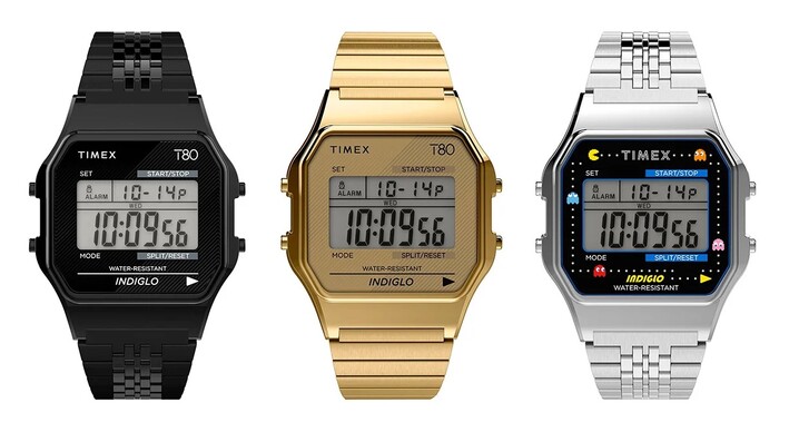 The T80 watch has been reissued in a number of styles, including a Pac-Man themed one (Image source: Timex)