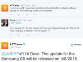 AT&T confirms Samsung Galaxy S5 Lollipop update on Twitter