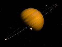 An artist&#039;s illustration showing an exoplanet and exomoons - Modified. (Image source: 95C - Pixabay)