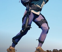 The Hypershell Halo exoskeleton is strapped to both the upper and lower legs to provide powered walking assistance.