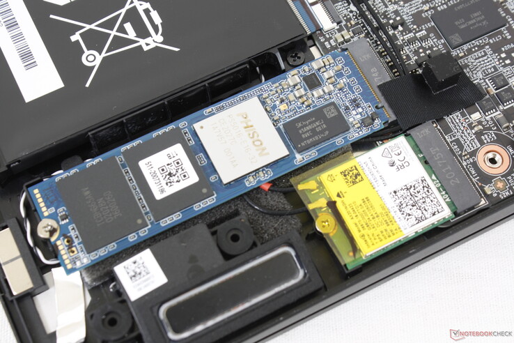 Intel Wi-Fi 6 module sits next to the M.2 SSD. We experienced no connectivity issues when paired with our Netgear RAX 200 test router