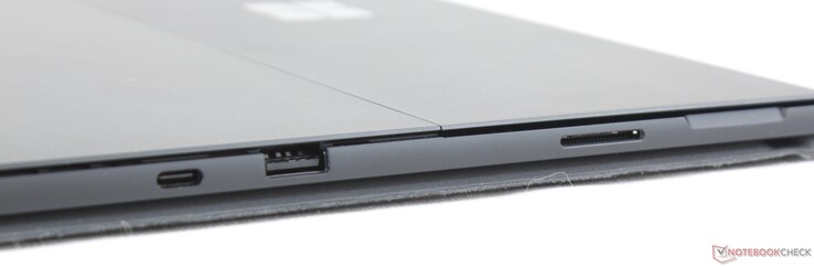 Right: USB Type-C w/ DisplayPort and Power Delivery, USB 3.0 Type-A, Surface Connect