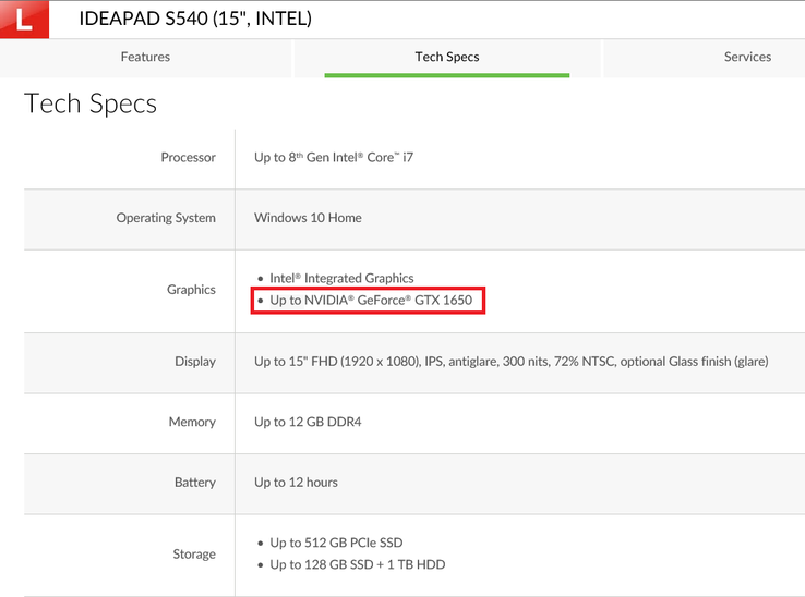 Spec sheet from Lenovo UK. (Image source: Lenovo)