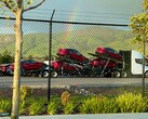 Tesla Semi loaded with new Model 3's. New study shows electric cars can help to prevent childhood asthma (Image source: ALSULTAN_MERIAM on X)