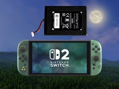 Battery replacement shown above Zelda 40th Anniversary Switch 2 console