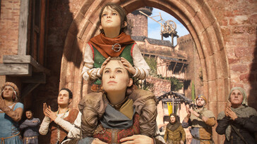 An image showing Amicia, Hugo, and other characters from A Plague Tale: Requiem.