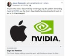 Creatives feel Apple should let existing NVIDIA drivers work on Mojave. (Source: Jason Diamond on Facebook)